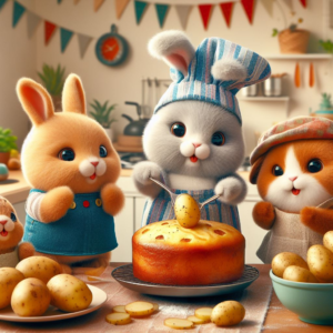 Bunny and friends making a cake