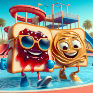 Peanut butter and jelly having fun at the water park