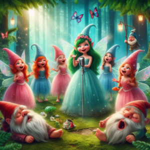 fairies singing a song with gnomes snoring in the background